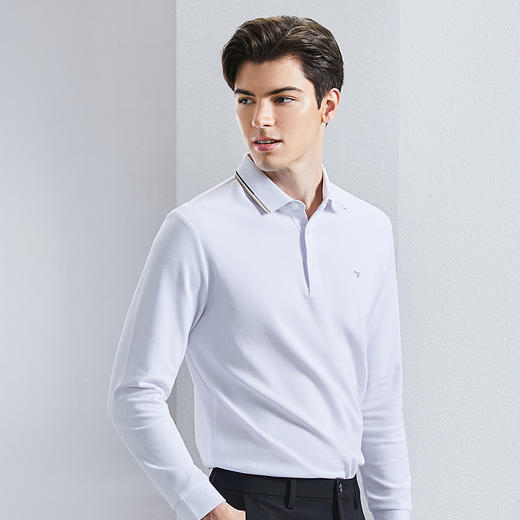 【不变形领】柒牌长袖polo衫男2024春季新款商务休闲百搭翻领T恤	126T73090 商品图1