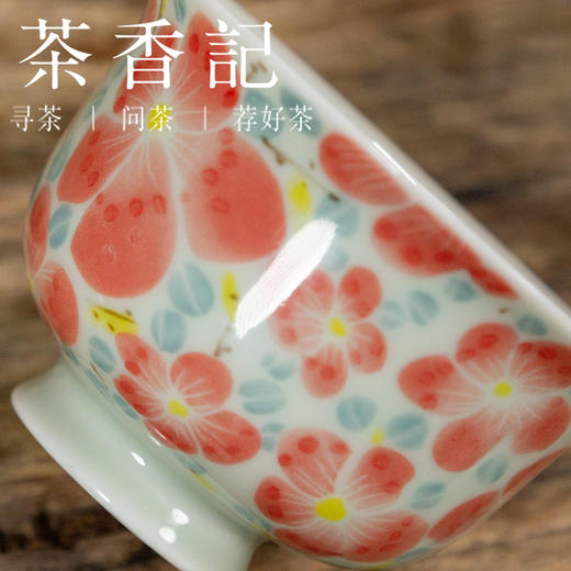 茶香记 青釉桃花小盖碗100ml仿古泥古典青釉陶瓷泡茶碗功夫茶具 商品图2