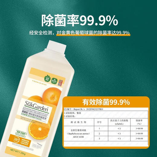 【新年新气象】蔬果园（SUKGARDEN）洗洁精 不伤手洗涤果蔬清洁剂餐具净 橘彩星光1.28kg*2 商品图3