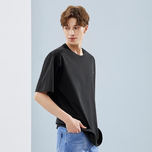 柒牌短袖T恤男夏季新款时尚青年休闲宽松男士黑色圆领体恤衫	124T71480 商品图1