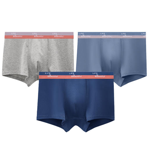 （一盒两条）男士明筋宽腰净色无侧缝莫代尔弹力棉平角内裤93842/43965 商品图4