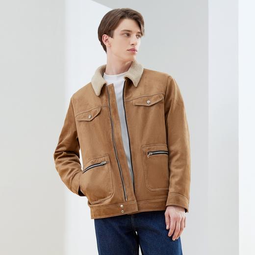 柒牌工装外套男冬季新款时尚休闲羊糕毛保暖翻领夹克	125K70020 商品图1