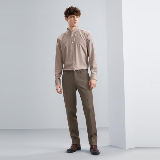 【特价】【竹纤维】柒牌男士长袖衬衫秋季新款国潮中国风立领休闲衬衣	125A70470 商品图3