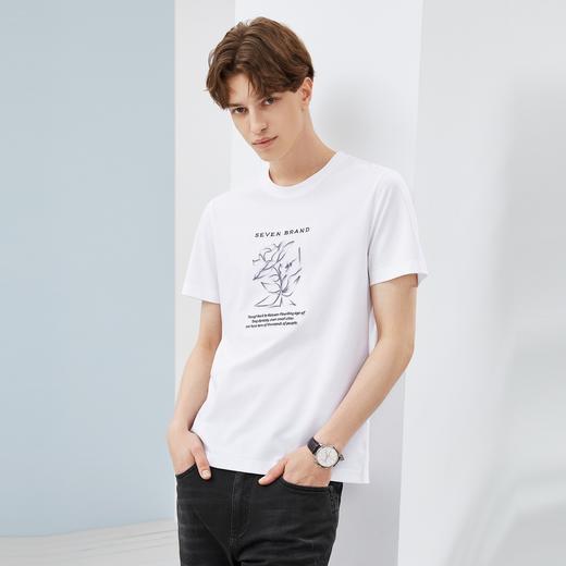 【5A抗菌/丝光棉】柒牌男装短袖t恤男夏季新款圆领休闲体恤衫	124T71240 商品图1