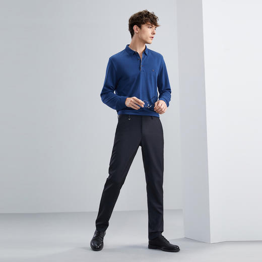 【含羊毛】柒牌男士休闲裤秋冬新款保暖舒适通勤商务直筒长裤	125H70560 商品图3