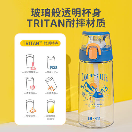 德国Thermos膳魔师 儿童吸管杯夏季宝宝水杯大容量学饮杯露营系列 550ml 3岁+ 商品图2