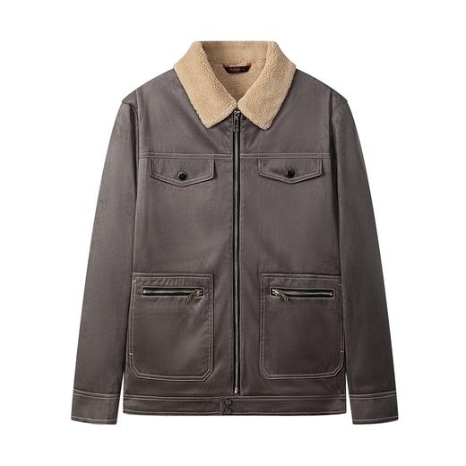 柒牌工装外套男冬季新款时尚休闲羊糕毛保暖翻领夹克	125K70020 商品图4