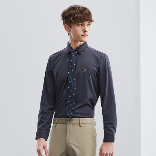 【特价】【无缝针织】柒牌男士衬衫长袖春季新款商务休闲高弹翻领衬衣	124A70710 商品图1