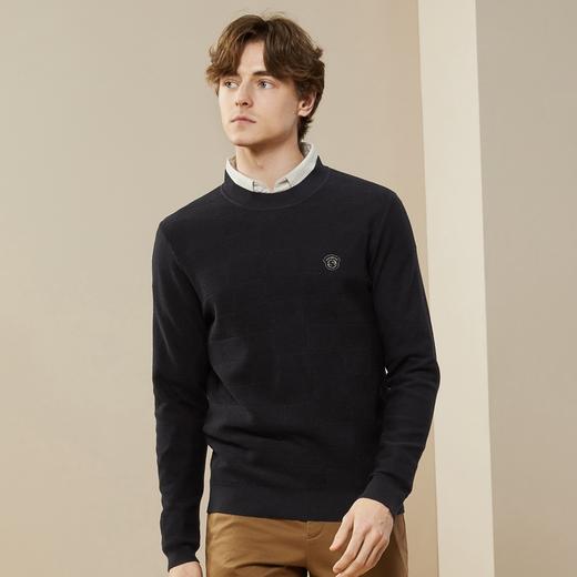 【含羊绒】柒牌毛衫男秋冬新款时尚休闲百搭长袖圆领保暖毛衣	125Y70440 商品图1