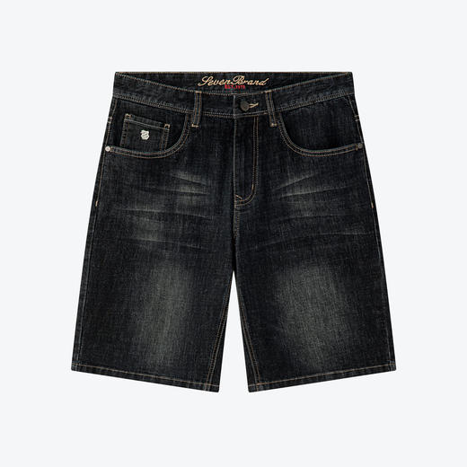 【特价冰藻泥】柒牌牛仔短裤男夏季凉感时尚休闲猫须水洗直筒男裤	124H71050 商品图4