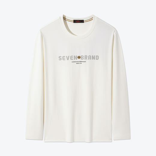 【非遗苗绣蝴蝶妈妈系列】柒牌长袖t恤男春秋季含莫代尔情侣上衣	124T73430 商品图4