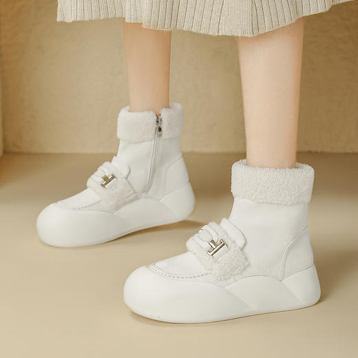 品质好货 | Safiya/索菲娅2023新款厚底加绒英伦饰扣潮流棉靴雪地靴 SF3411A721 商品图1
