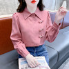 AHM-758新中式复古盘扣粉色衬衫女2024春季新款时尚气质优雅国风长袖上衣 商品缩略图3