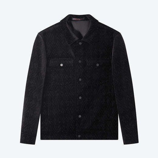 【丝绒面料】柒牌夹克外套男秋季新款时尚潮流黑色工装翻领茄克衫	125K70480 商品图4