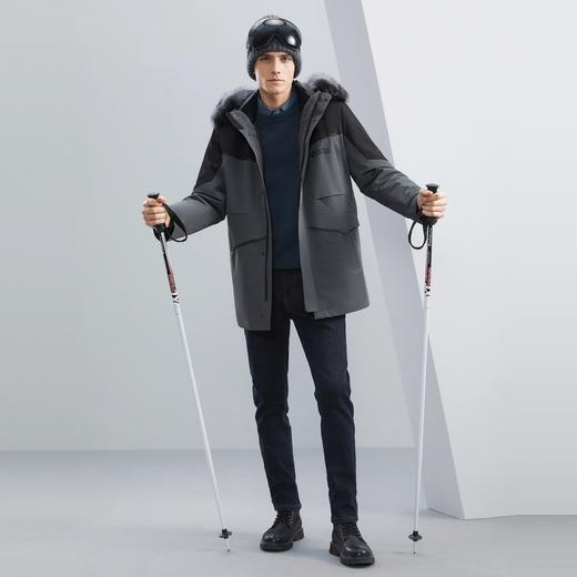 【兔毛内胆】柒牌貉子毛外套男商务休闲轻奢可拆卸帽领尼克服	125J70360 商品图3