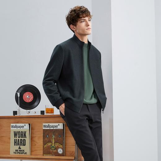 【含羊毛】柒牌男士夹克秋冬厚款商务休闲立领保暖毛呢外套茄克衫	125D70190 商品图3