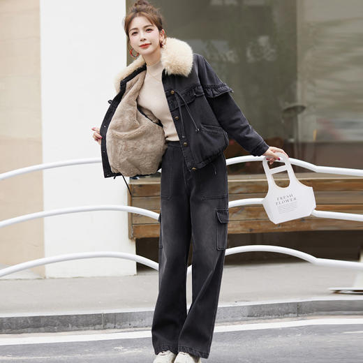 2023年冬季上新气质简约时尚大方加绒加厚保暖两件套裤HR-WXY999 商品图3