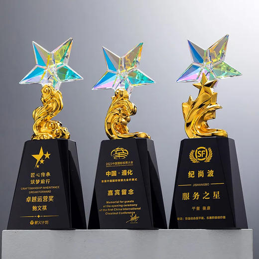 晶奖杯定制做高档科技创意新款五角星金属年会优秀员工订制炫彩 商品图4