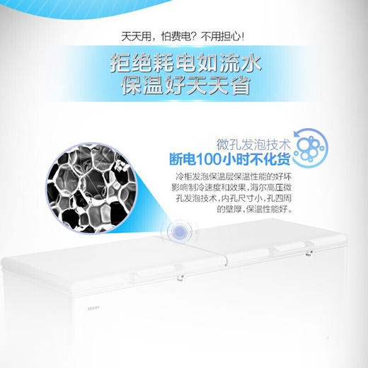 海尔冰柜商用大容量冷藏冷冻柜转换超低温深冷速冻卧式柜带锁商用冷冻柜BC/BD-629HEZ 商品图2