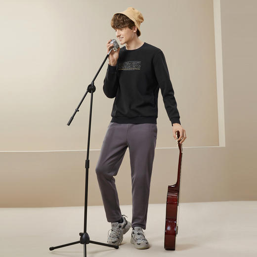 【加绒】柒牌圆领卫衣男冬季新款时尚青年休闲印绣花保暖上衣	125W70220 商品图3