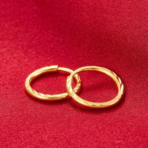 【限时克减150元】足金999.9 车花耳圈空心耳饰(ES00072)（预售产品下单后不退款不退货不换货不补差价）（预售产品下单后不退款不退货不换货不补差价） 商品图1