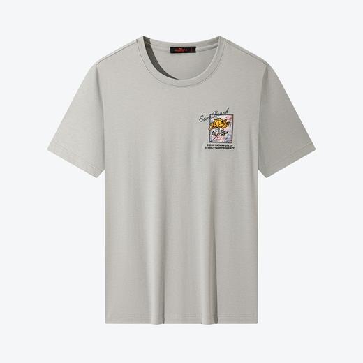 【冰氧吧】柒牌男士短袖T恤夏季凉感时尚休闲刺绣圆领短T上衣	124T71130 商品图4