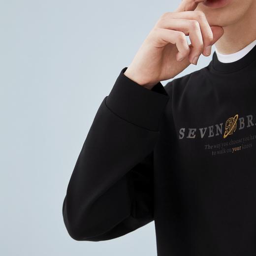 【特价】柒牌男装圆领卫衣男春秋季新款时尚休闲套头衫中青年印花上衣	124W70120 商品图3