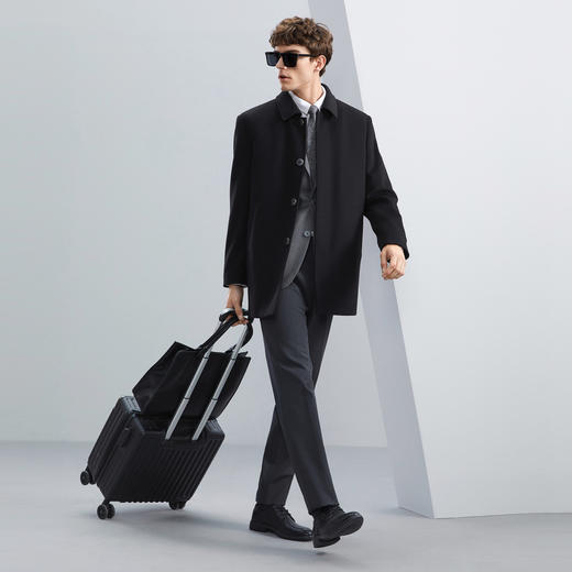 【一衣两穿】柒牌毛呢大衣男冬季新款可拆卸鹅绒内胆翻领外套	125D70200 商品图3