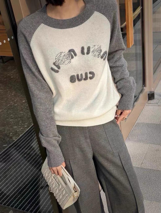MM 2024春季新款 字母刺绣 插肩袖羊毛针织衫毛衣女 Z-11215 商品图5