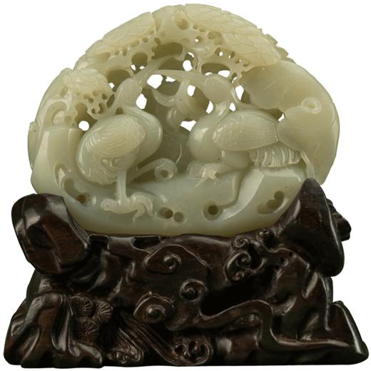 和田玉透雕松鹤延年山子摆件 商品图5