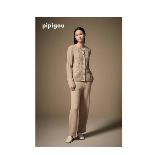 3楼 皮皮狗女式羊绒提花圆领开衫 商品图0