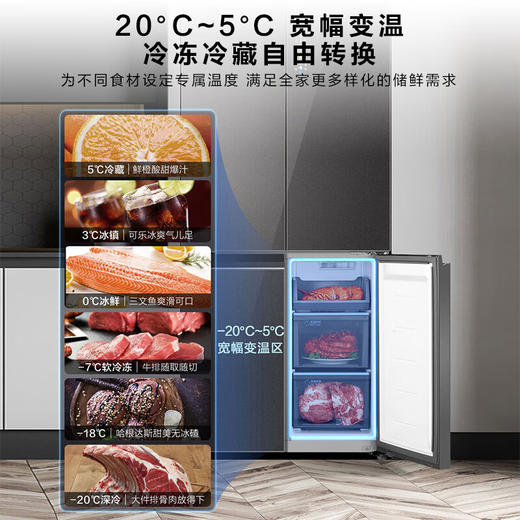 海尔505L全空间保鲜零嵌彩晶智能语音全温区T型门冰箱BCD-505WGHTD14SLU1 商品图4