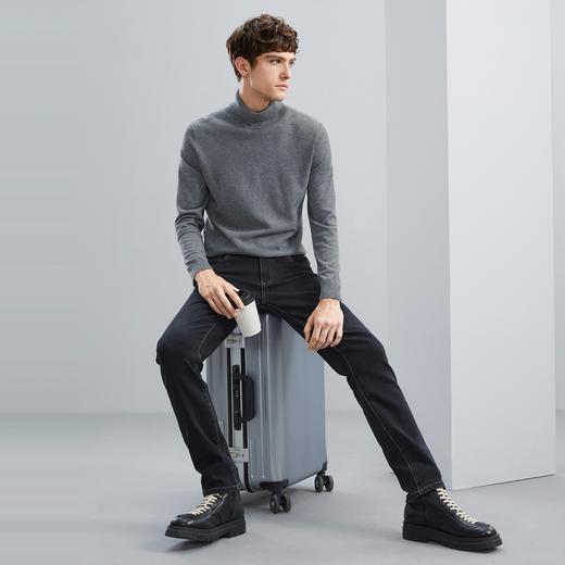 【含羊毛】柒牌保色洗牛仔裤男冬季厚款商务休闲弹力直筒长裤	125H71080 商品图3