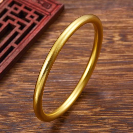 【限时克减150元】足金999.9  【磨砂实心】古法传承面宽约3.9-4.1mm古法素圈古法光圈固口古法手镯(GFSZW00013-04)（预售产品下单后不退款不退货不换货不补差价） 商品图1