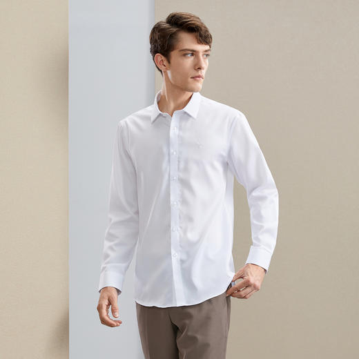 【液氨免烫】柒牌纯棉长袖衬衫男秋冬新款商务休闲易打理衬衣	125A70410 商品图1