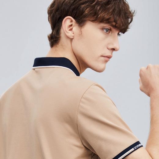 【冰爽棉/3A抗菌2A防螨】柒牌polo衫男士短袖夏季薄款休闲翻领T恤	124T70420 商品图3