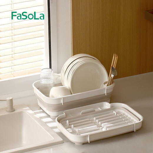 FaSoLa厨房沥水碗架简约碗柜小型放碗沥水架多功能家用碗筷餐具收纳篮筐 商品图4