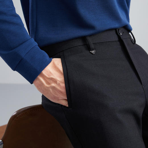 【含羊毛】柒牌男士休闲裤秋冬新款保暖舒适通勤商务直筒长裤	125H70560 商品图2