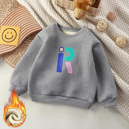 加绒加厚儿童一体绒厚实休闲卫衣2023中大童加厚卫衣秋冬保暖卫衣_HLY 商品图3