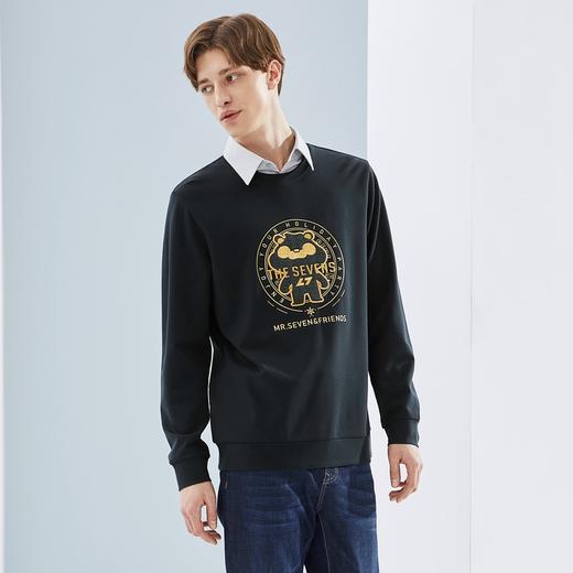 【柒先生系列】柒牌男士卫衣春秋新款时尚休闲毛圈绣圆领T恤	124W70100 商品图1