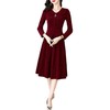 ALBB-2023冬季新款韩版气质娃娃领灯芯绒上衣高腰半身裙新年红色套装 商品缩略图4