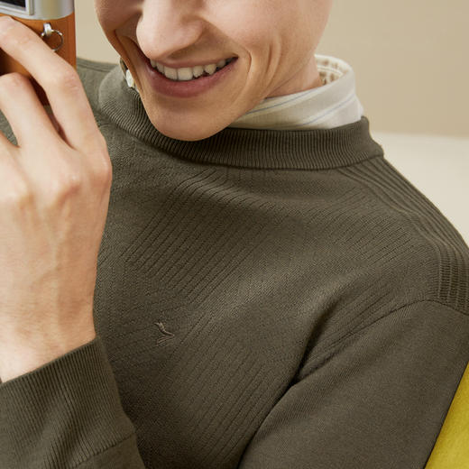 【3A抗菌】柒牌圆领毛衣男秋冬新款时尚休闲抗静电保暖打底衫	125Y70270 商品图2