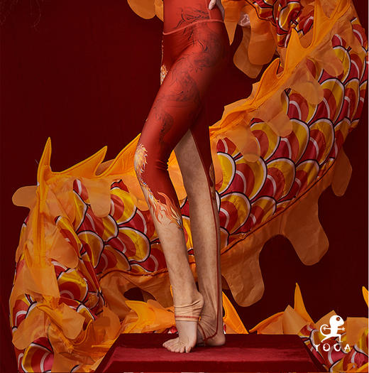 壁虎瑜伽【瑞龙呈祥-裤子】限量款印花瑜伽12分裤 【可定制】（标准码）清仓不退不换 商品图3