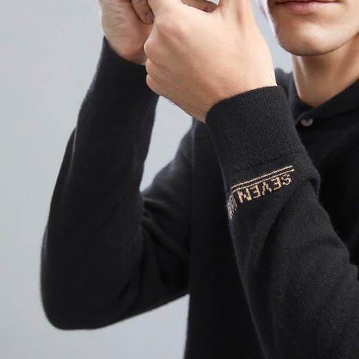 【含羊绒】柒牌青果领羊毛衫男秋冬新款字母提花保暖舒适毛衣	125Y70460 商品图2