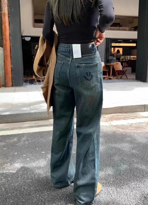 D6106         高腰垂感宽松休闲百搭阔腿加绒牛仔裤 商品图2