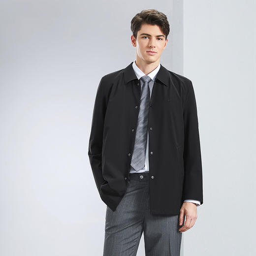 【无缝】柒牌男装中长款风衣男2024春季新款商务休闲翻领夹克外套	126K70400 商品图1