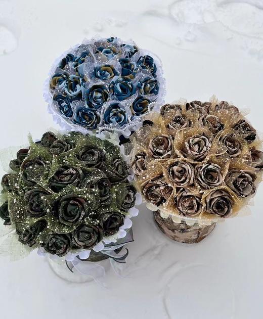 《戎花》立体布艺玫瑰花束  小香风包装搭配可爱大熊猫   请你做我的国宝 商品图6