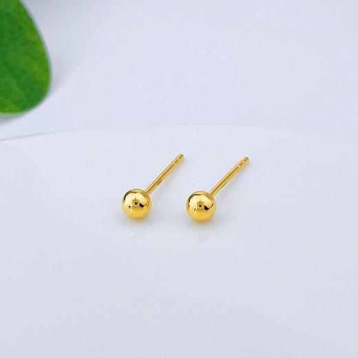 【限时克减150元】足金999 (足金999字印)5G黄金空心光面泡钉耳钉小圆珠耳钉（配胶塞）(5GES00748)（预售产品下单后不退款不退货不换货不补差价） 商品图0