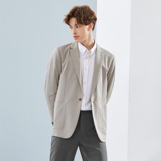 【特价】【含桑蚕丝】柒牌男士休闲西装时尚潮流韩版帅气修身单西针织外套	124C70230 商品图1