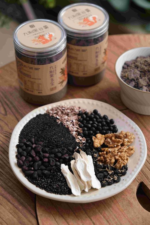 九蒸九晒黑多宝黑谷羹，以黑养黑如此“肾”好！黑芝麻核桃代餐350g 九蒸九晒黑芝麻糊 商品图0